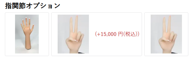 指関節オプションの選択画面